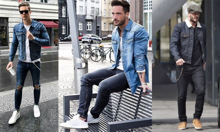 Mix áo khoác denim cùng quần jean phá cách