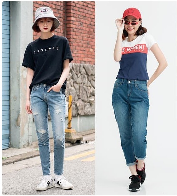 Mix áo thun cùng với quần jean năng động