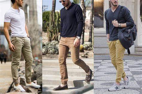 Cách mix áo thun tay dài vs quần kaki hoặc kaki jogger