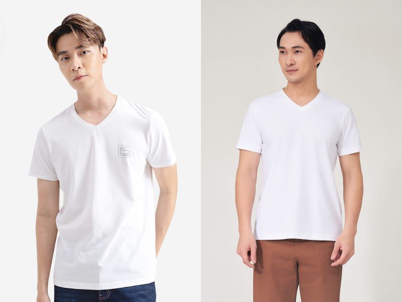 Áo cổ tim cho người gầy