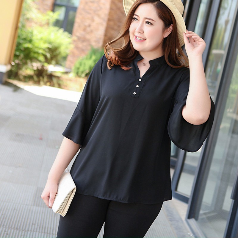 Áo cổ tim cho người mập