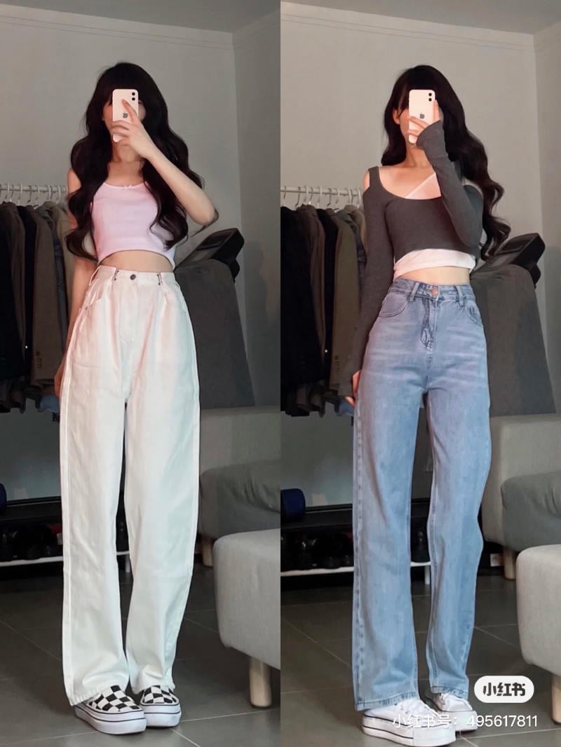 Cách chọn quần ống rộng để phối cùng áo croptop