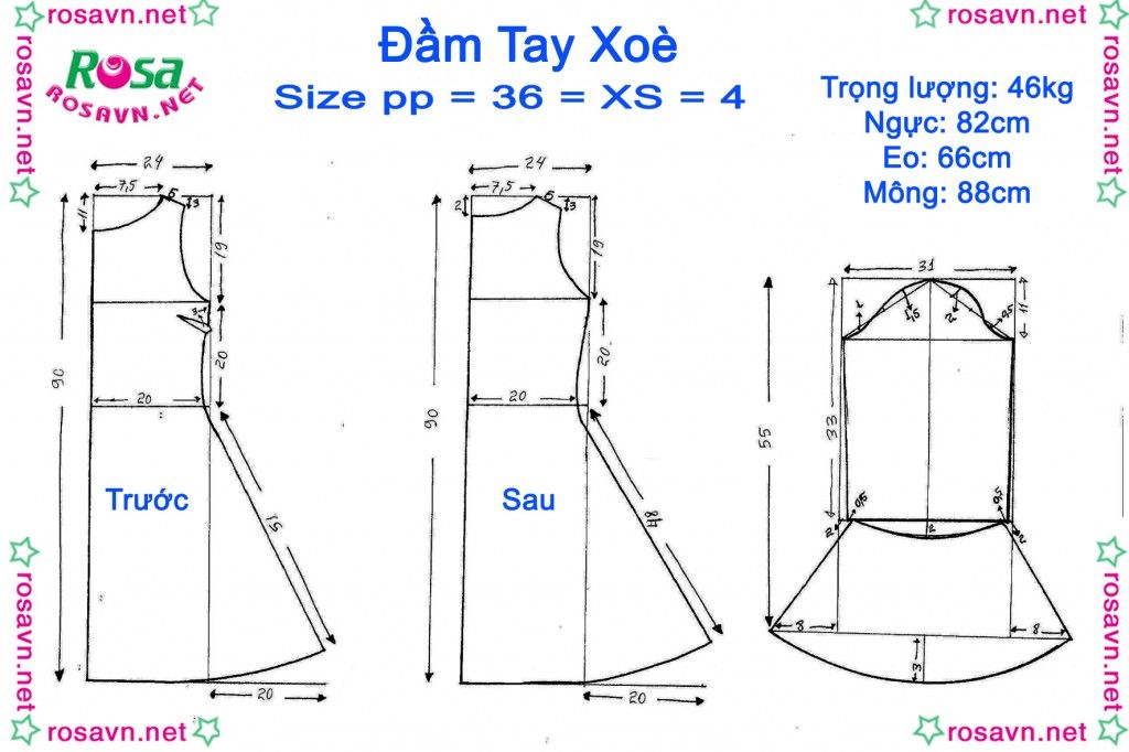 Hướng dẫn cách tính số đo may váy xòe
