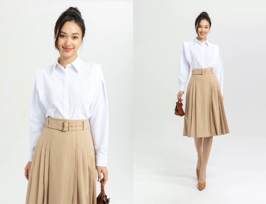 Những mẹo chọn áo sơ mi đi với chân váy