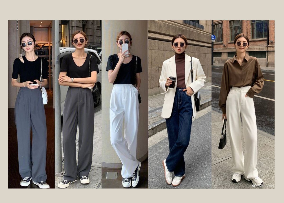 Quần ống rộng mặc áo gì? 